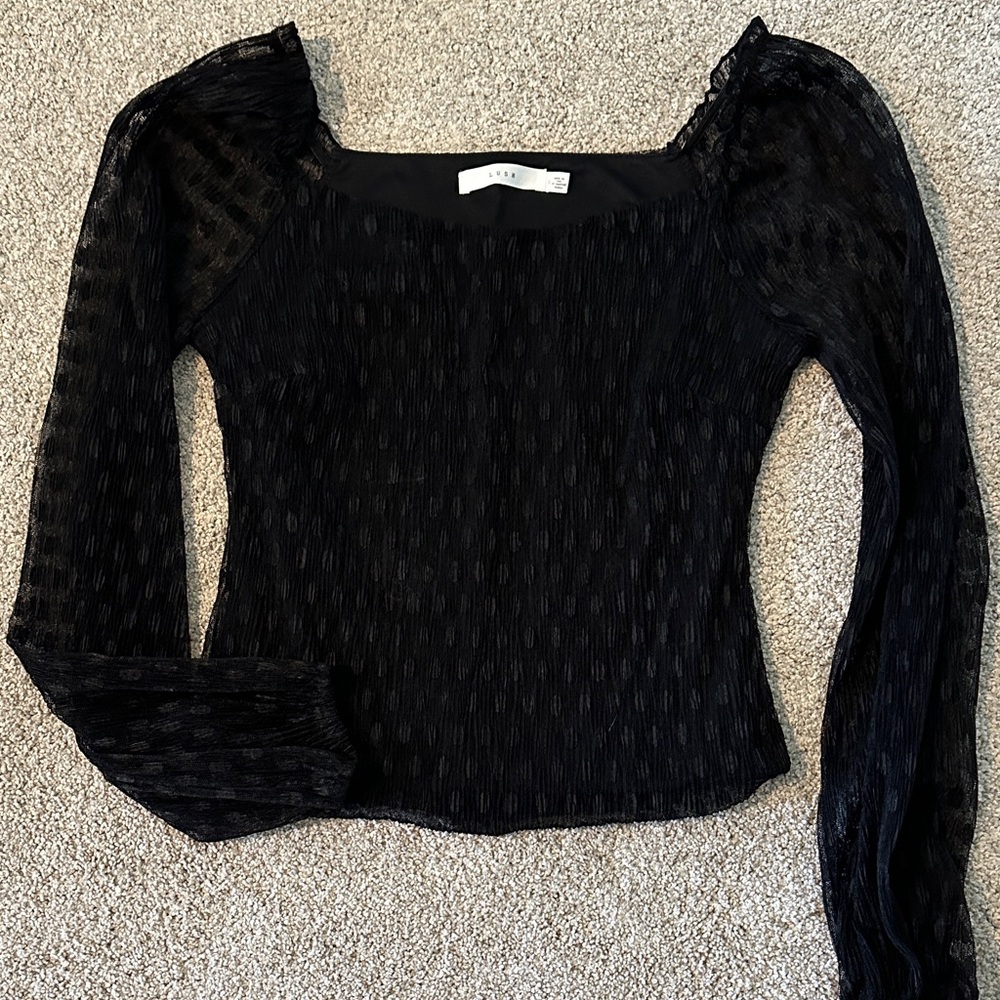 Lush Black Textured Women's Blouse